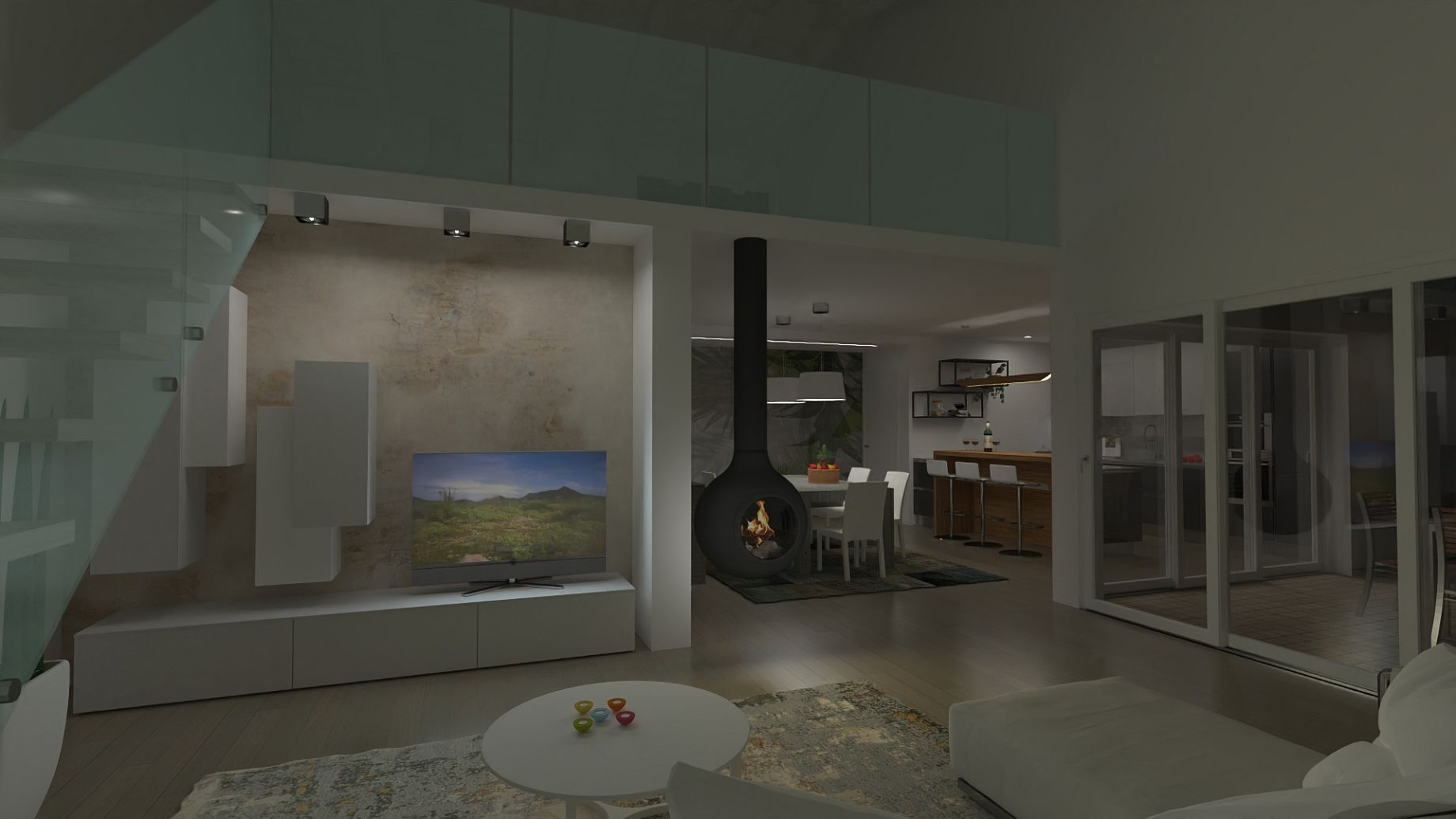 Progettazione arredamento vista notturna