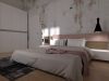 Render 3D di un progetto camera da letto matrimoniale