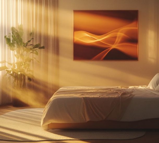 Dormire con la testa a sud, letto matrimoniale in camera luminosa