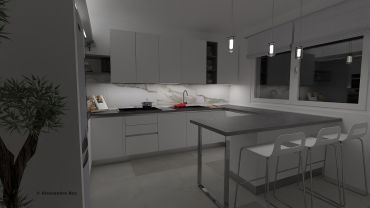 Progetto online: arredamento cucina bianca senza maniglie