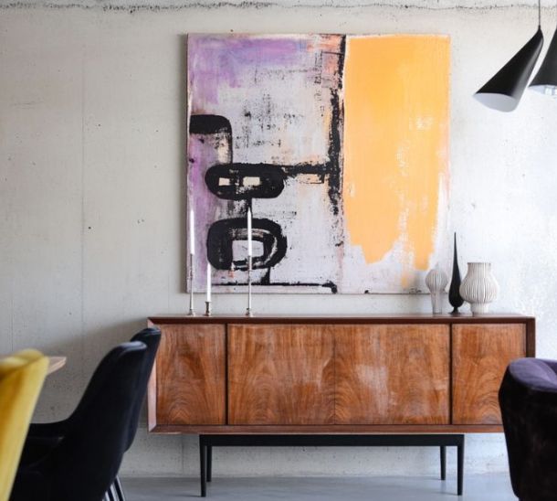 Arredamento vintage living con madia in legno