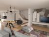 Render 3D progetto open space cucina e living